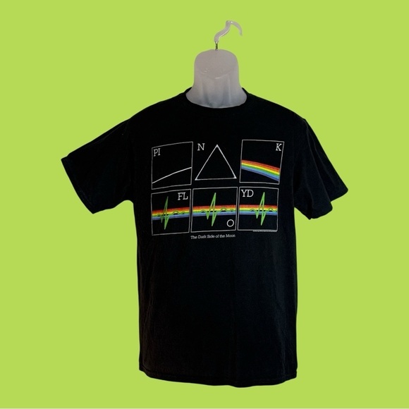 None Other - Pink Floyd Dark Side of the Moon Graphic Concert T-Shirt Black with Colors, S